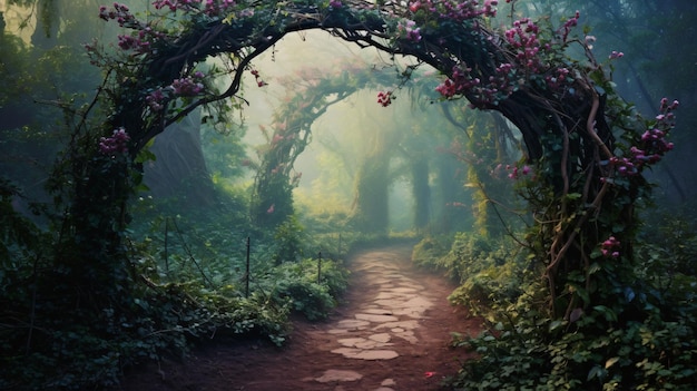 spectacular archway covered with vine in the middle