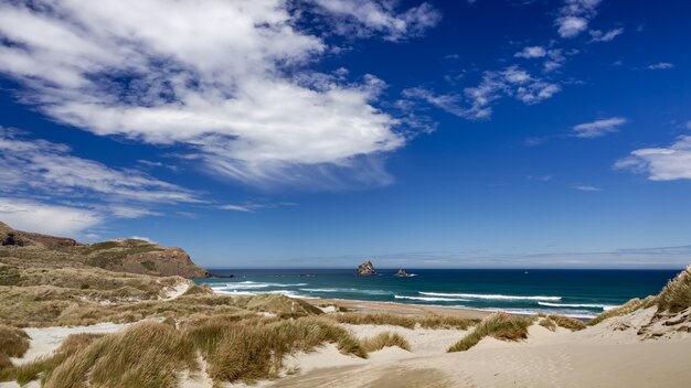 The spectacular coastline at Sandfly Bay