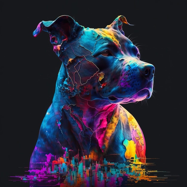 Spectacular dog portrait with colors Generative AI technology