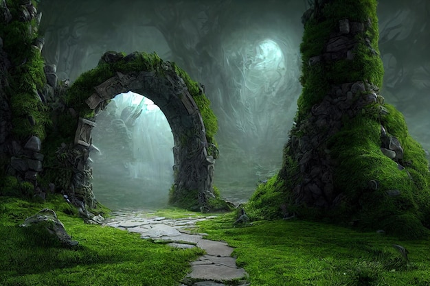 Spectacular Fantasy Scene with a Portal Archway Cover