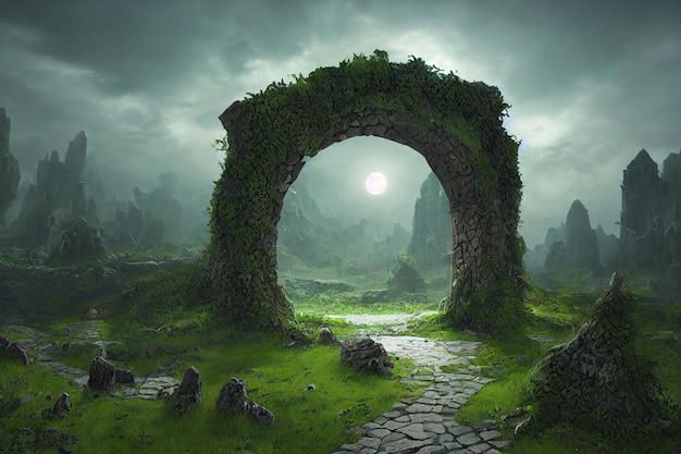 Spectacular Fantasy Scene with a Portal Archway Cover