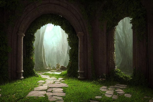 Spectacular Fantasy Scene with a Portal Archway Cover