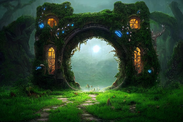 Spectacular Fantasy Scene with a Portal Archway Cover