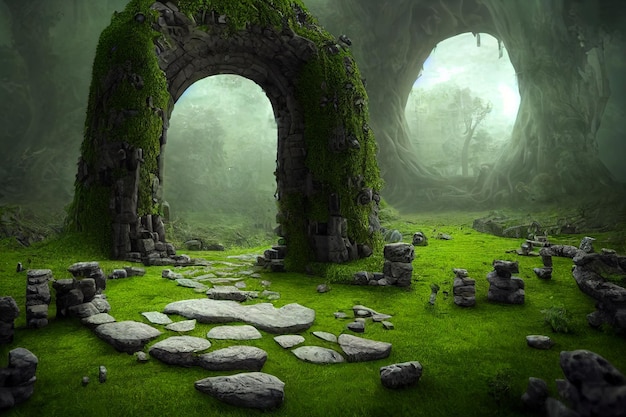 Spectacular Fantasy Scene with a Portal Archway Cover