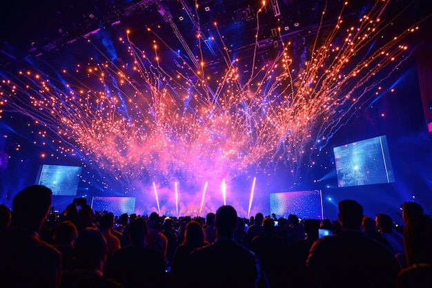 Photo spectacular fireworks display at tech conference highlighting innovation and excitement