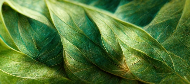 Spectacular green leaf with realistic texture reveal Digital 3D illustration