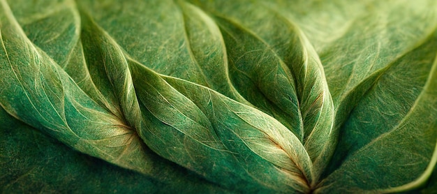 Spectacular green leaf with realistic texture reveal Digital 3D illustration