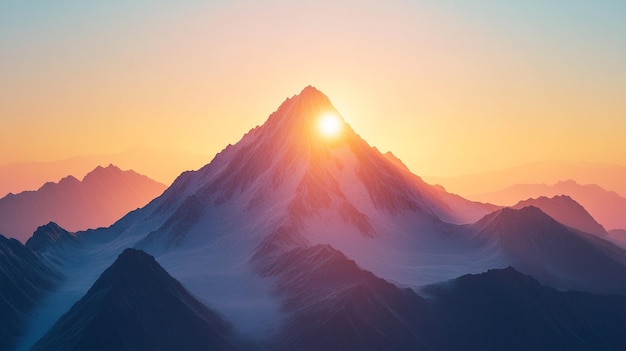 Spectacular Mountain Peak Sunrise Over Majestic Range