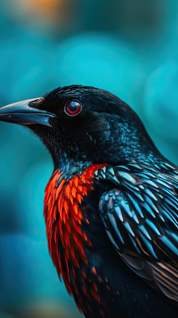 Spectacular RedWinged Blackbird in Extreme CloseUp Generative AI