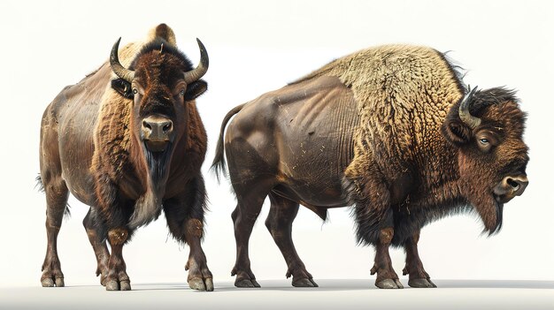 spectacular Selective focus shot of a lone bison walking in a sunny wheat field with trees