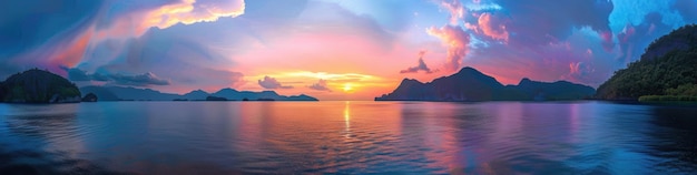 Spectacular Sunset Over Tropical Islands