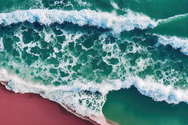 Spectacular top view from drone photo of beautiful pink beach