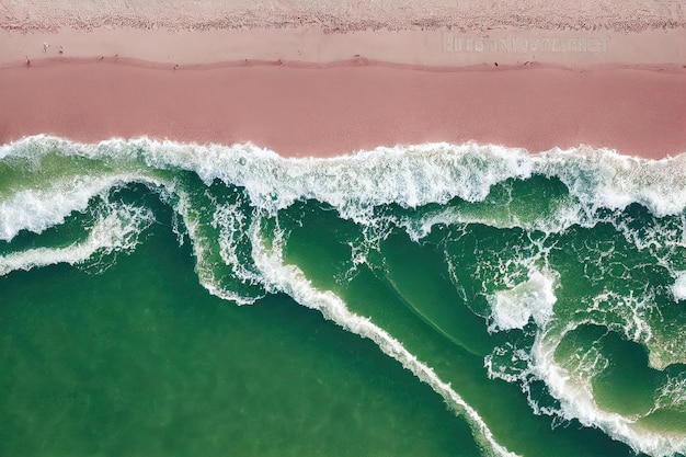 Spectacular top view from drone photo of beautiful pink beach