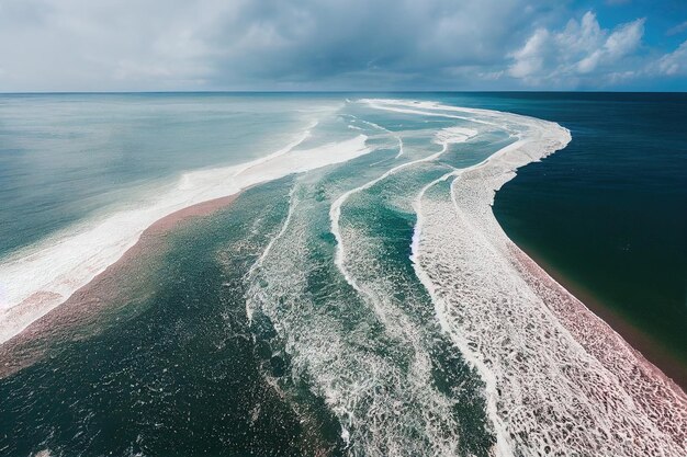 Spectacular top view from drone photo of beautiful pink beach