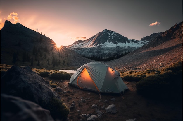 spectacular View from the tent Sport and active life concept generative ai