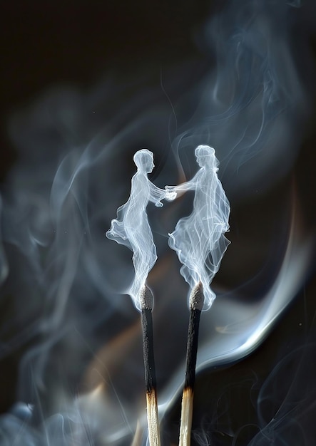 Spectral Dance from Flame Burning Match with Ghostly Figures