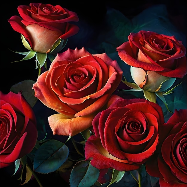 Spectral Light Illuminates Red Roses