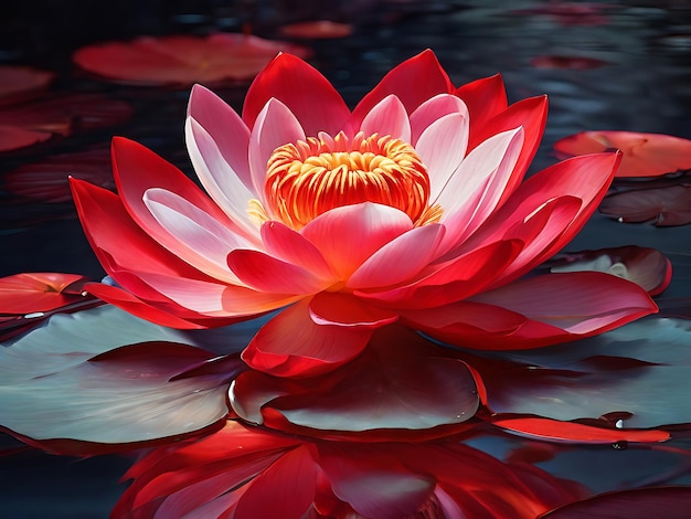 spectral light red colored red waterlily ai genareted