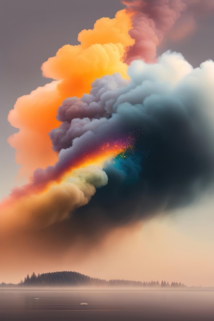 Spectral Smoke Enchanting Rainbow Tinted Cloud Formation