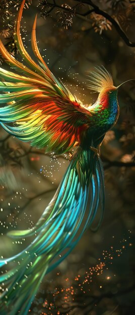 Spectral wings a bird of paradise glides an avatar for digital realms