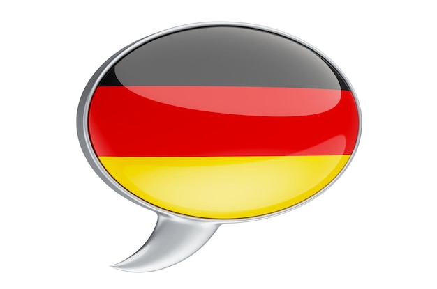 Speech balloon with Deutsch flag 3D rendering isolated on white background