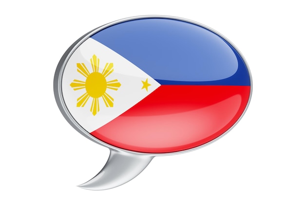 Speech balloon with Filipino flag 3D rendering isolated on white background