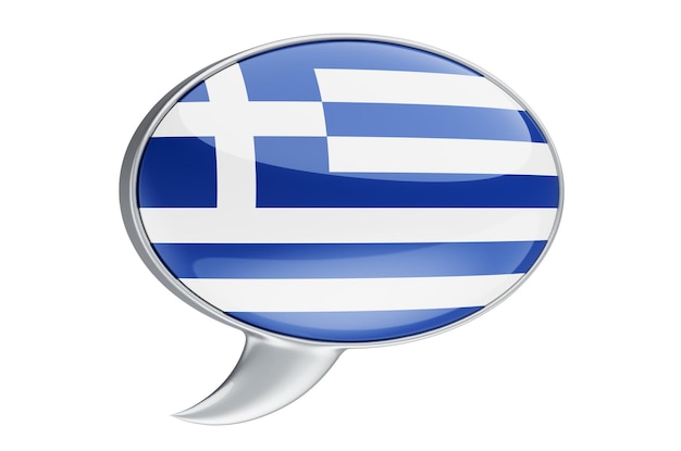 Speech balloon with Greek flag 3D rendering