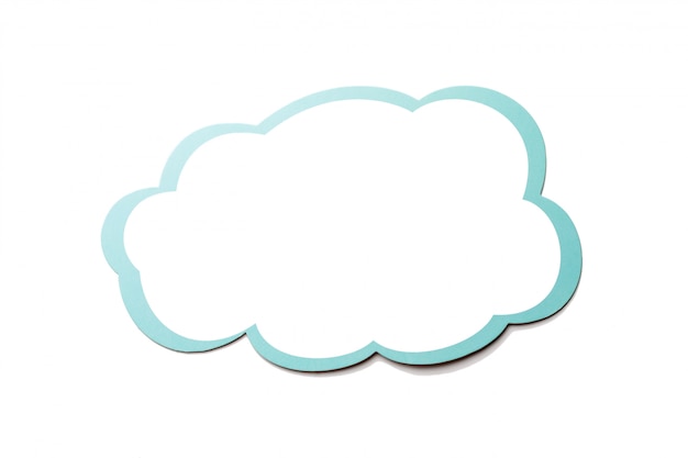 Speech bubble as a cloud with blue border isolated