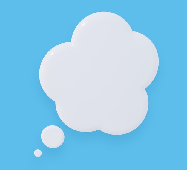 Photo speech bubble in the form of a cloud on a blue background of 3d rendering