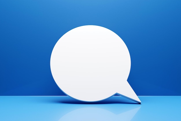 Speech bubble icon Illustration symbol design White paper speech bubble on blue background 3D illustration