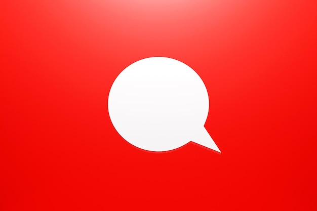 Speech bubble icon Illustration symbol design White paper speech bubble on red background3D illustration