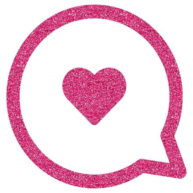 Speech bubble pink with heart decoration design for holiday