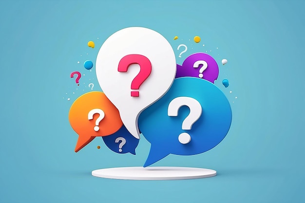 Speech bubble with question mark FAQ support help concept 3d vector icon Cartoon minimal style