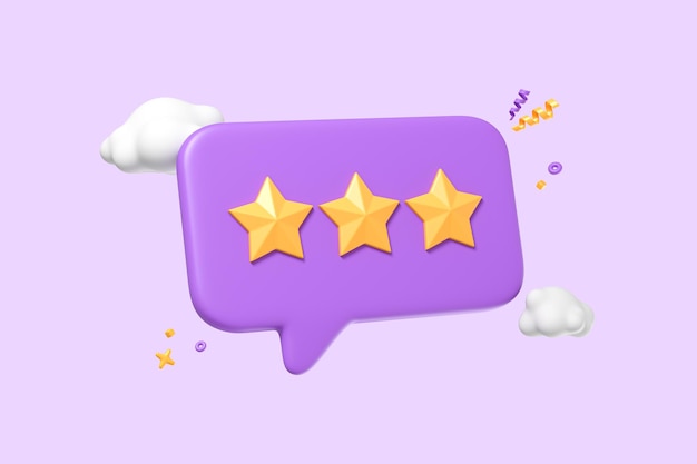 Speech bubble with review rating Customer service feedback concept Premium rating with stars