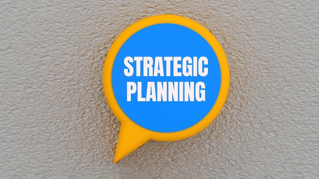 A speech bubble with the words strategic planning on it