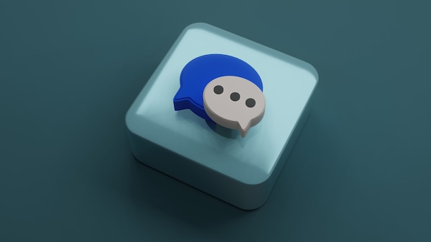 Speech bubbles thinking balloon  icon on square shape , 3d rendering