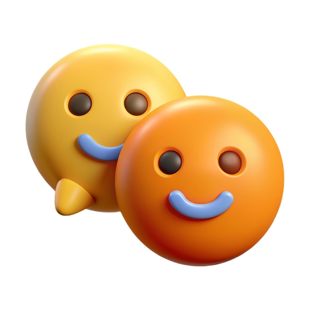 Photo speech bubbles with emoticons 3d vector icon happy and sad facial symbols emojis cartoon minimal style