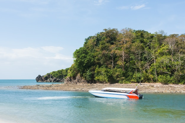 Speed boat in blue sea