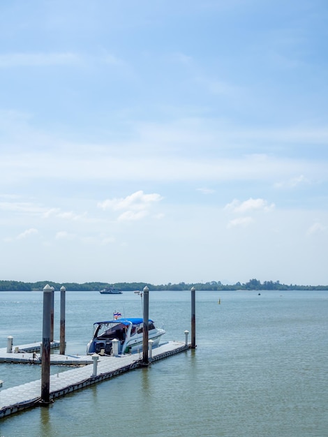 Speed boat docked in port