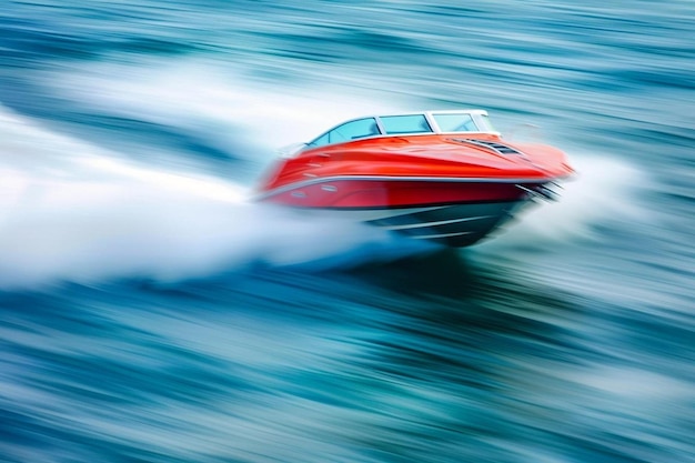 Photo a speed boat speeds through the water