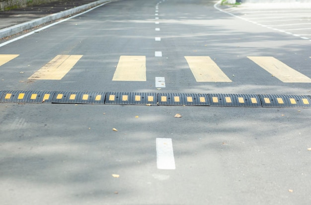 Speed hump on an asphalt