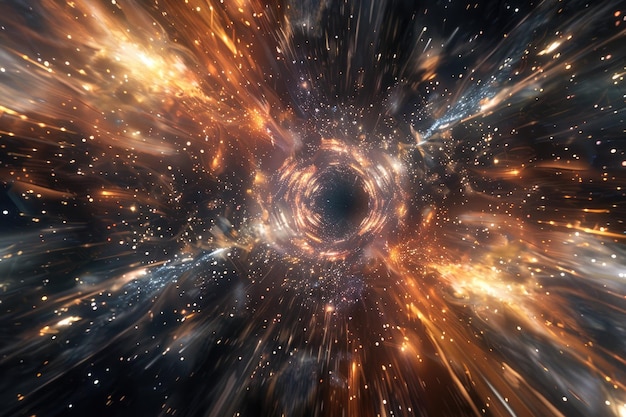 Photo speed through stars to far space 4k 3d warp through wormhole to space tunnel s end