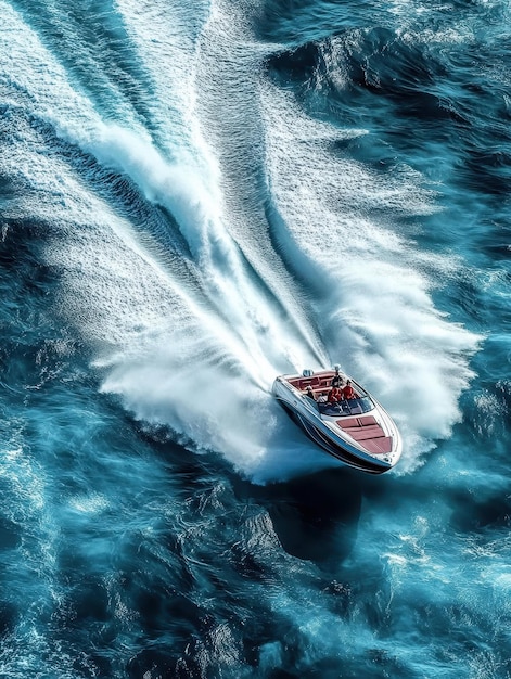 Speedboat racing across the waves in a thrilling ride