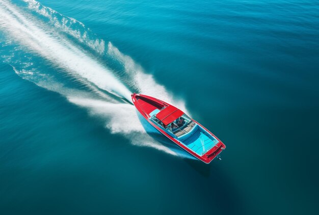 Speedboat Racing on Blue Ocean Waters