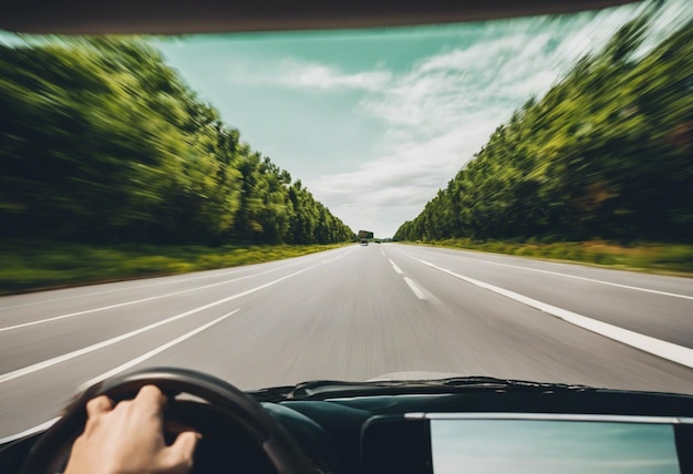 Speeding Down the Highway Rear View Mirror Reflections