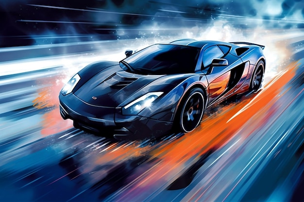 Speeding Through Digital Art Sports Car Generative AI