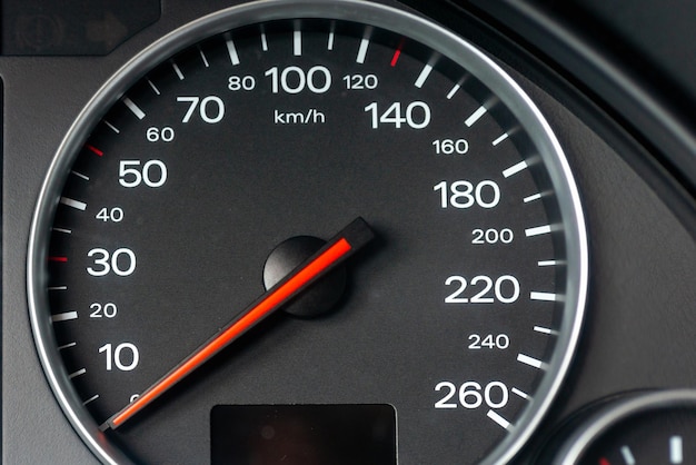 Speedometer in a car Car dashboard Dashboard details with indication lamps