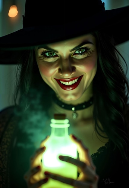 Spellbinding Witch with a Potion in Her Hand