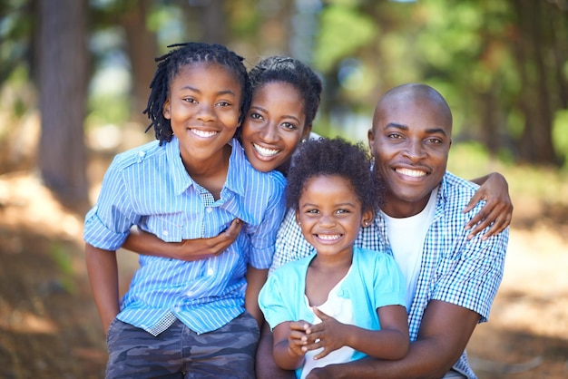 Spending quality family time outdoors Cute african american family spending time out in nature together