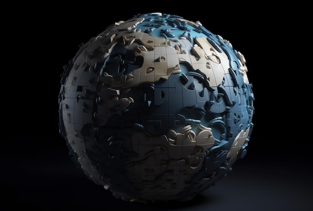 A sphere made of puzzle pieces